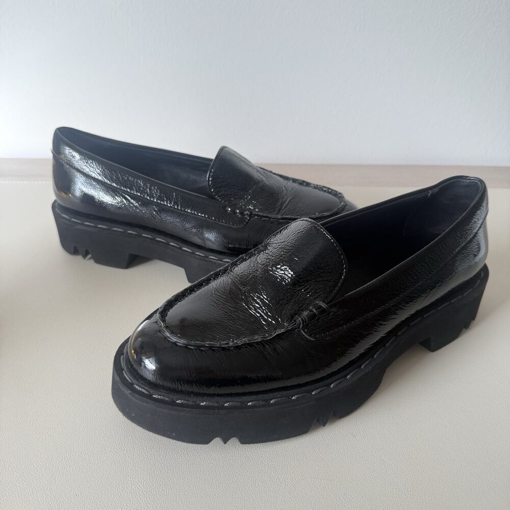 AQUATALIA | Hayley Water Resistant Platform Loafer Black Patent Leather Sz 10.5